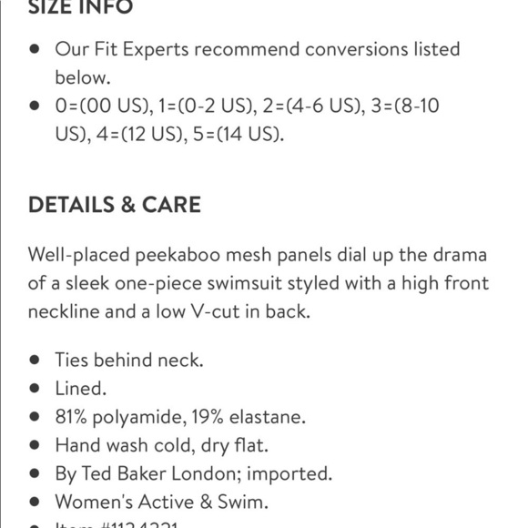 Ted Baker Designer Black One Piece Swimsuit Mesh Halter NWT size 8 - Picture 5 of 9